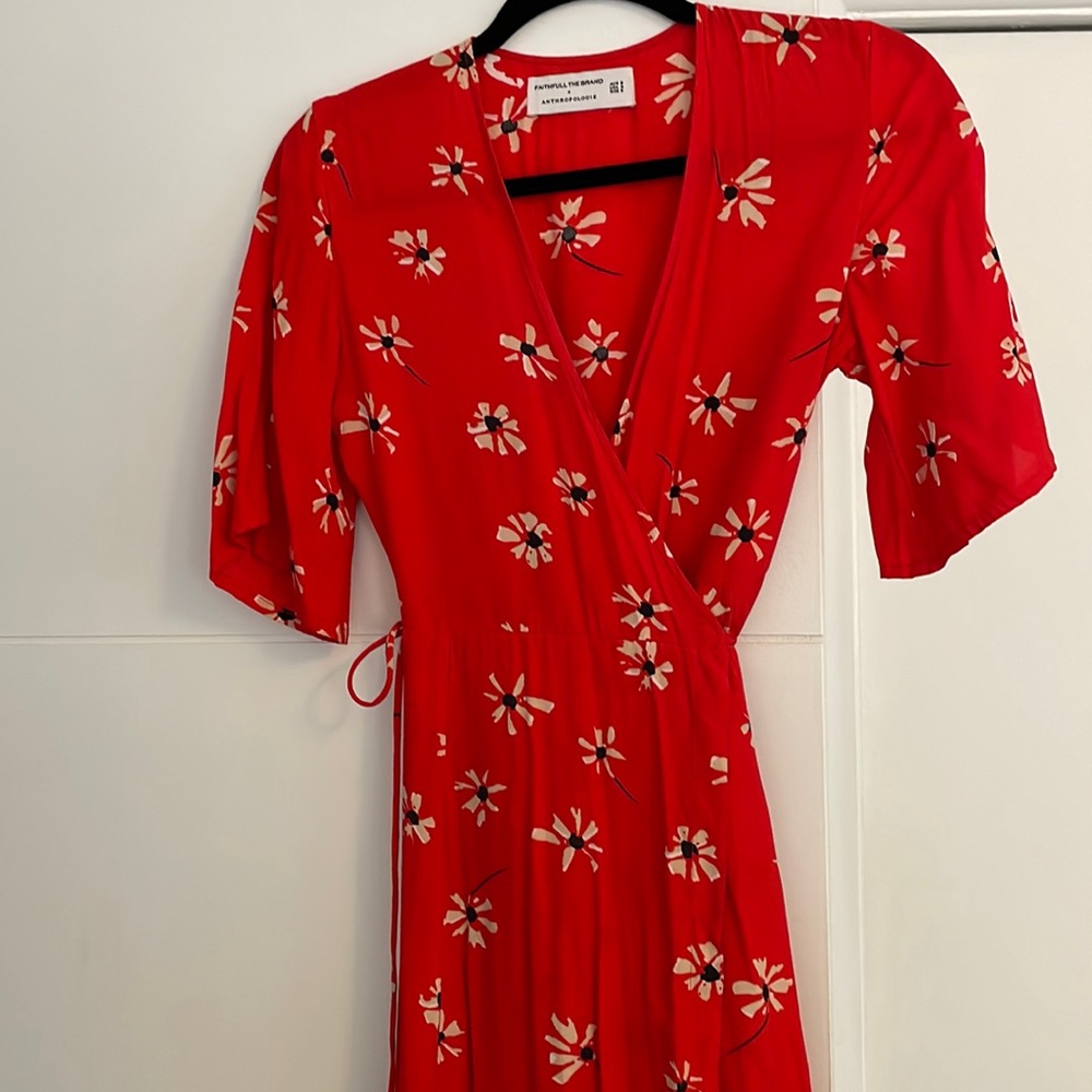 Faithfull the Brand Anthropologie Red Floral Maxi Dress